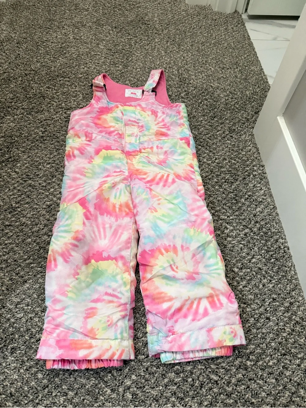The Children's Place Pink Tie-Dye Kids Snow Overalls